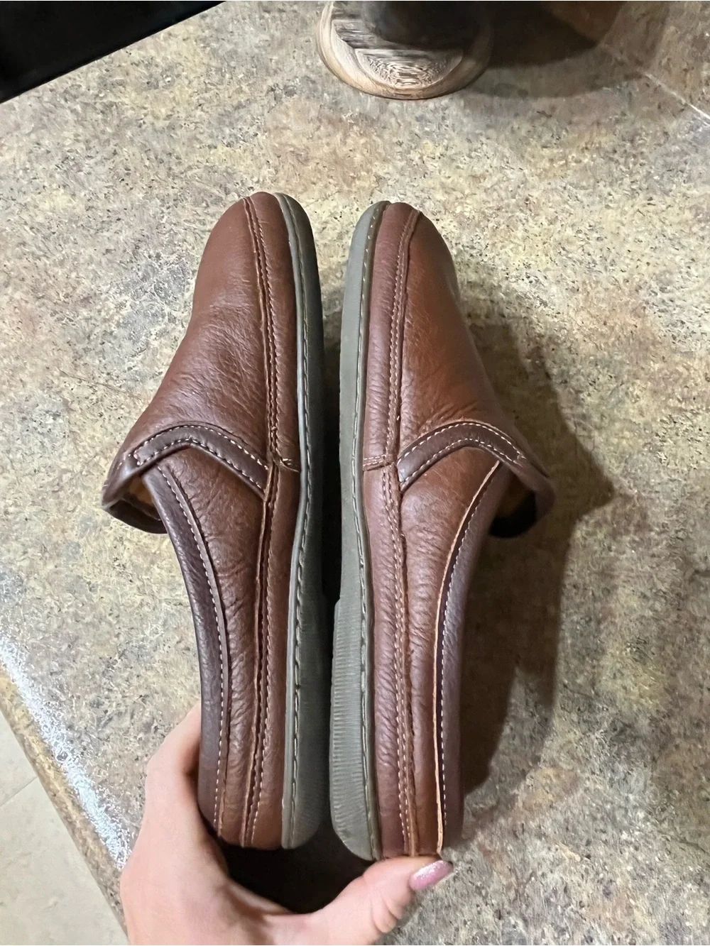 L.L.Bean Elkhide Leather Slipper Scuffs Men’s 10M Brown 272349 Slip On